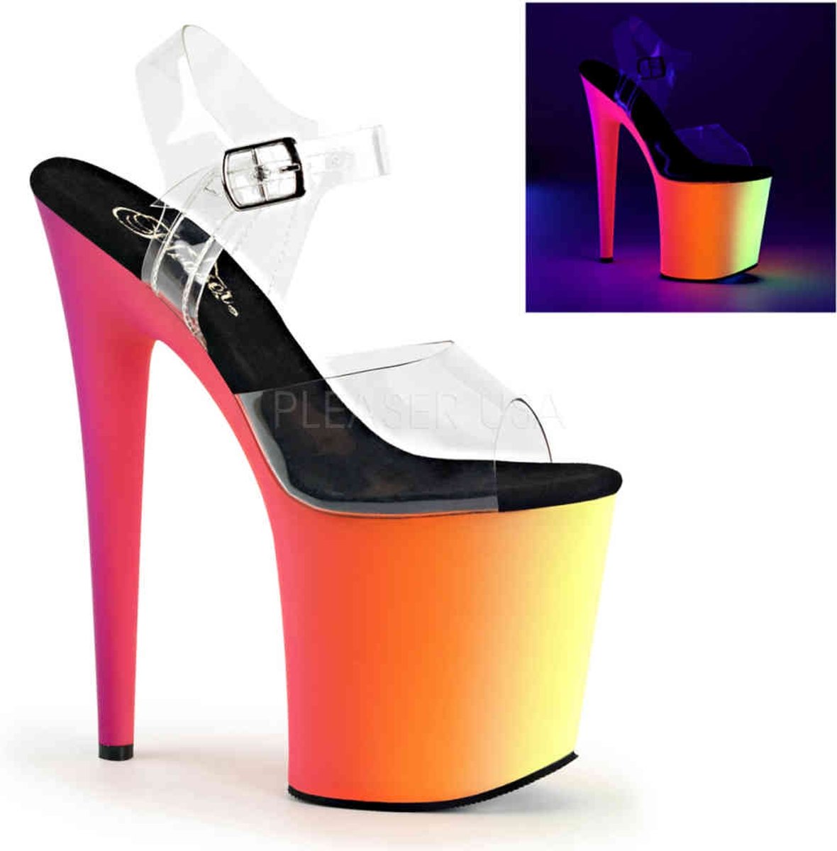 EU 36 = US 6 | RAINBOW-808UV | 8 Heel, 4 PF Ankle Strap Sandal